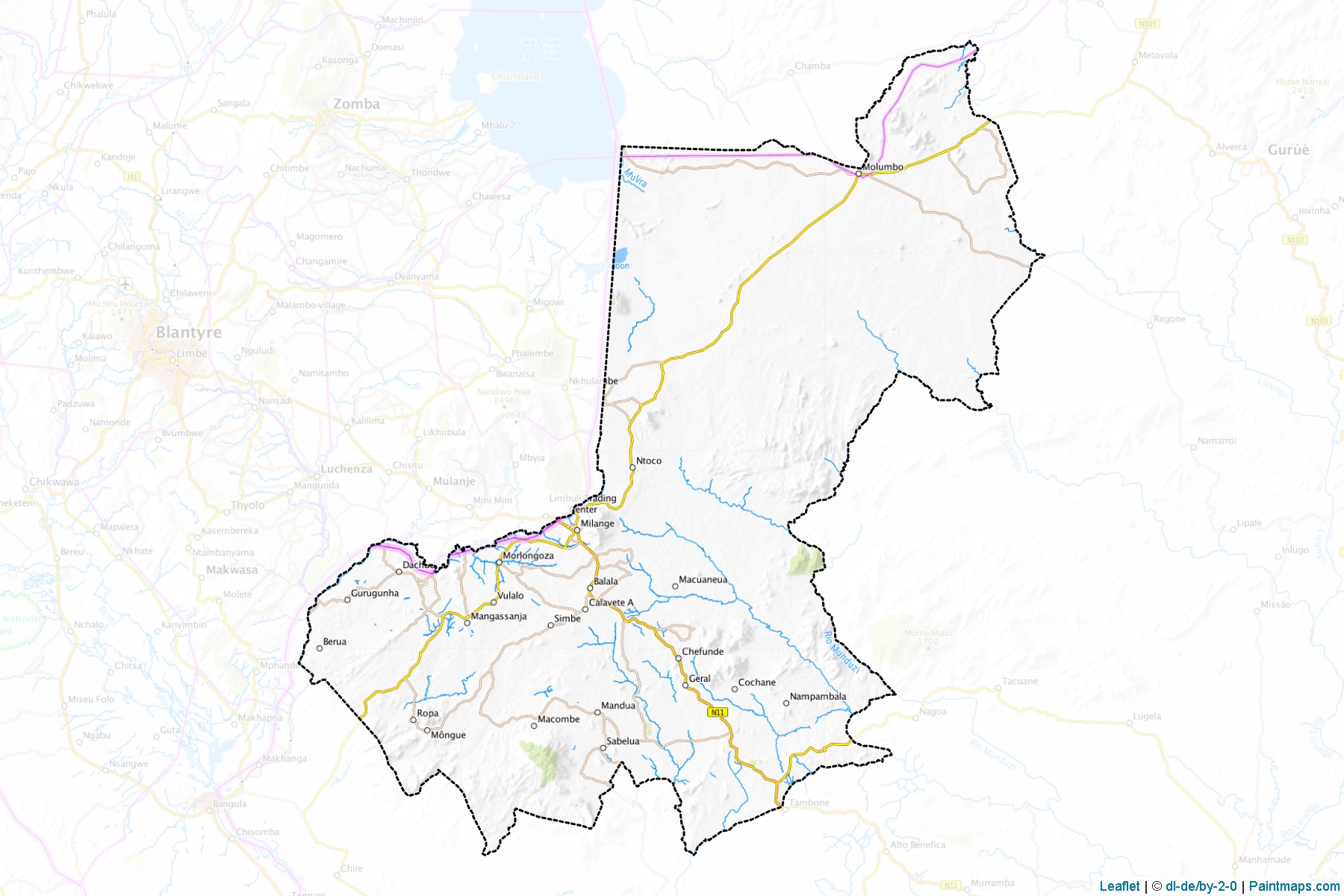 Muestras de recorte de mapas Milange (Zambezia)-1