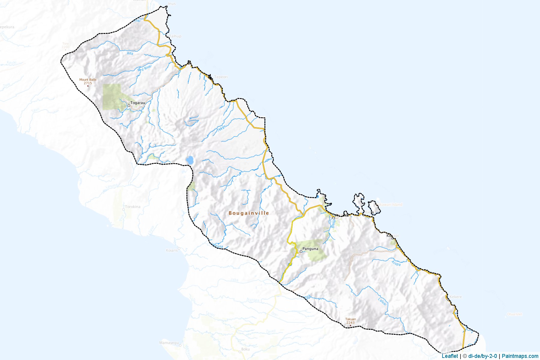 Muestras de recorte de mapas Central Bougainville (North Solomons)-1