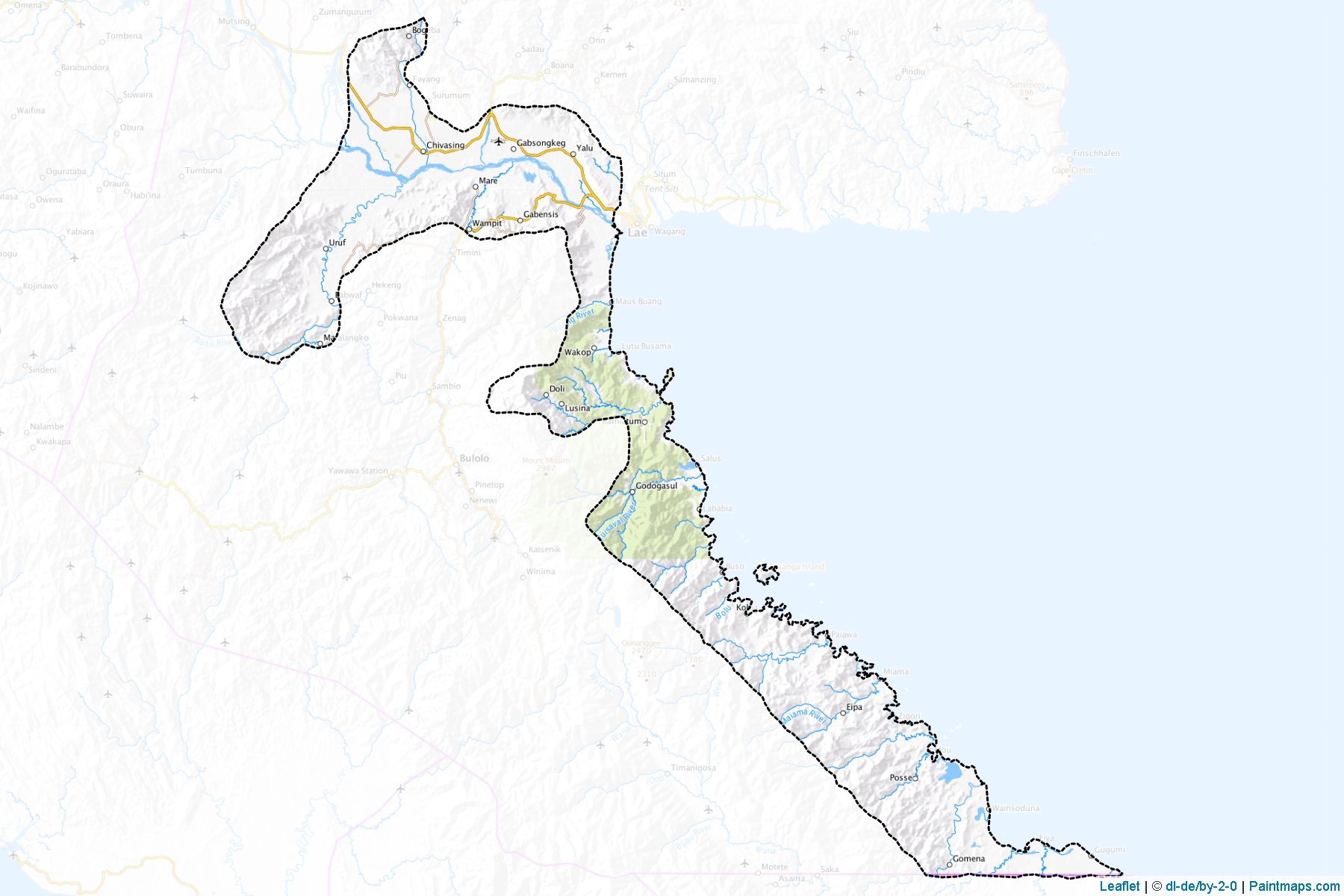 Muestras de recorte de mapas Huon (Morobe)-1