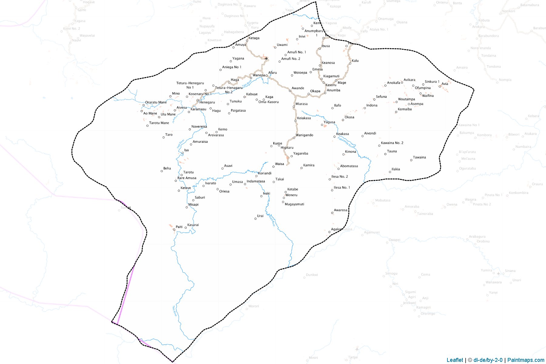 Border cropping samples for Okapa map.