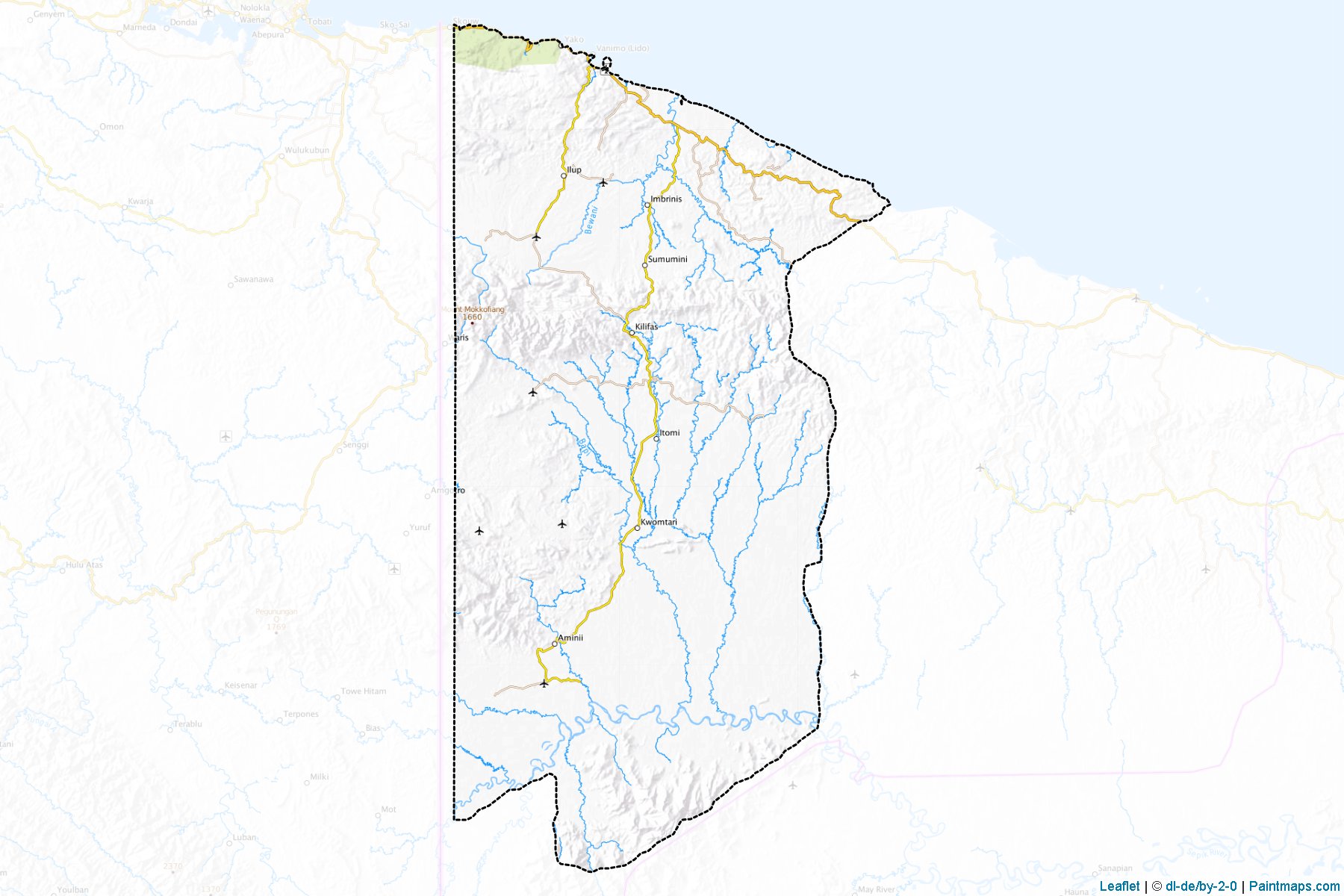 Muestras de recorte de mapas Vanimo-Green River (Sandaun)-1