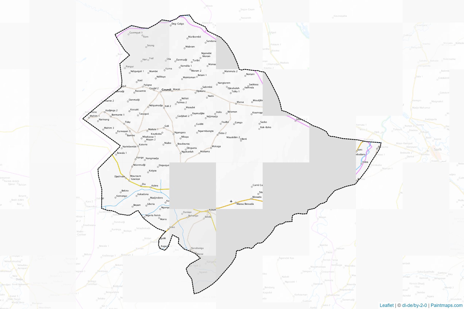 Muestras de recorte de mapas Mandoul Oriental (Mandoul)-1