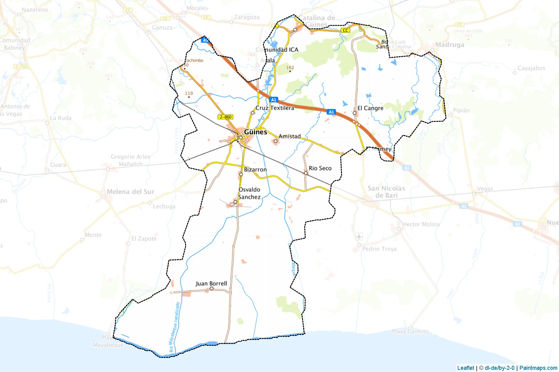 Muestras de recorte de mapas Guines (Mayabeque)-1