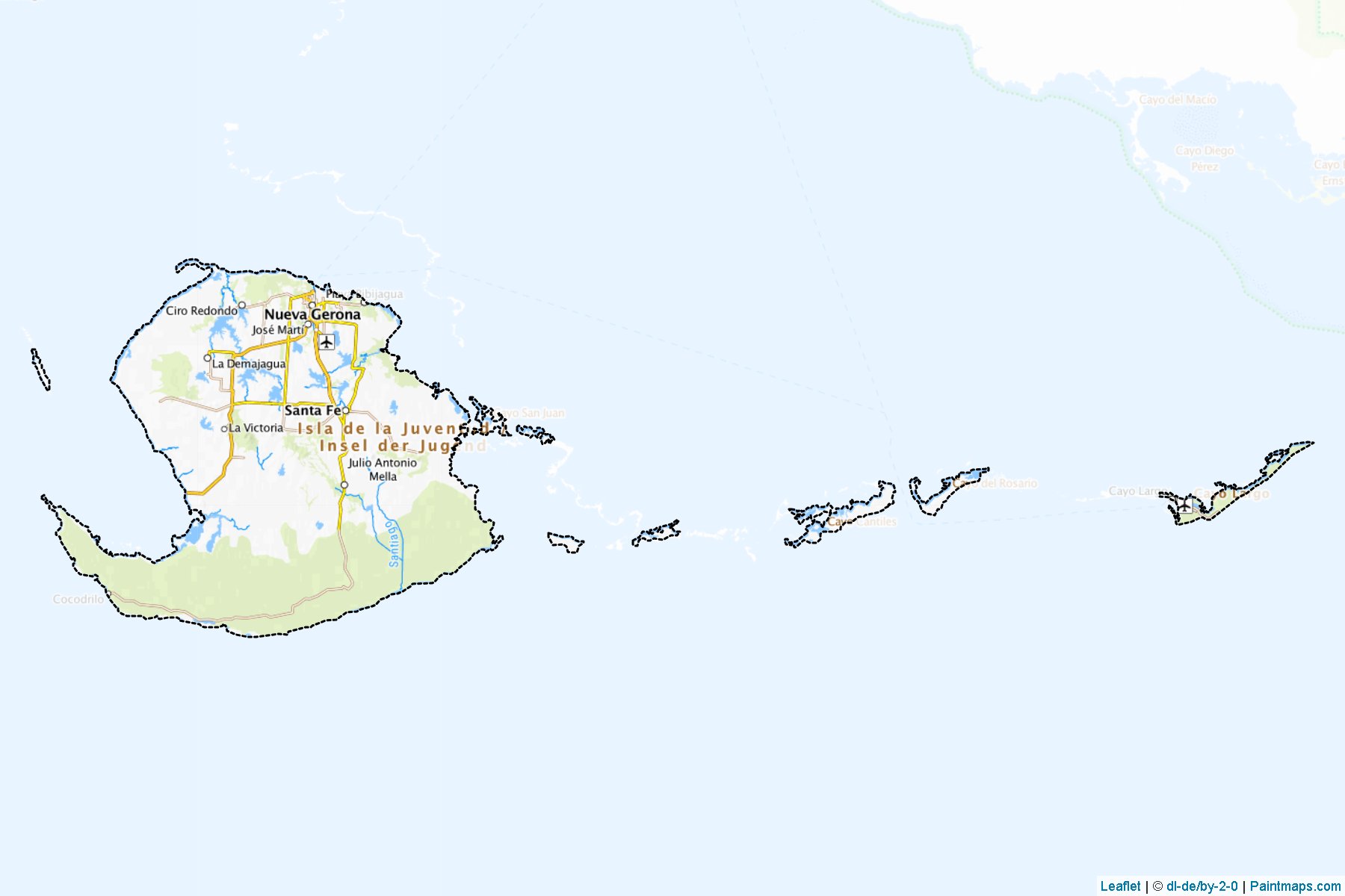 Muestras de recorte de mapas Municipio Especial Isla De La Juventud (Isla de la Juventud)-1