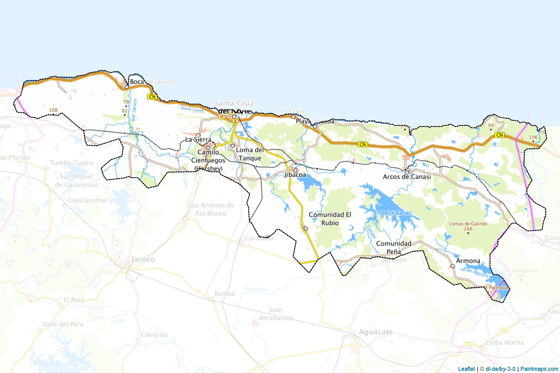 Muestras de recorte de mapas Santa Cruz Del Norte (Mayabeque)-1