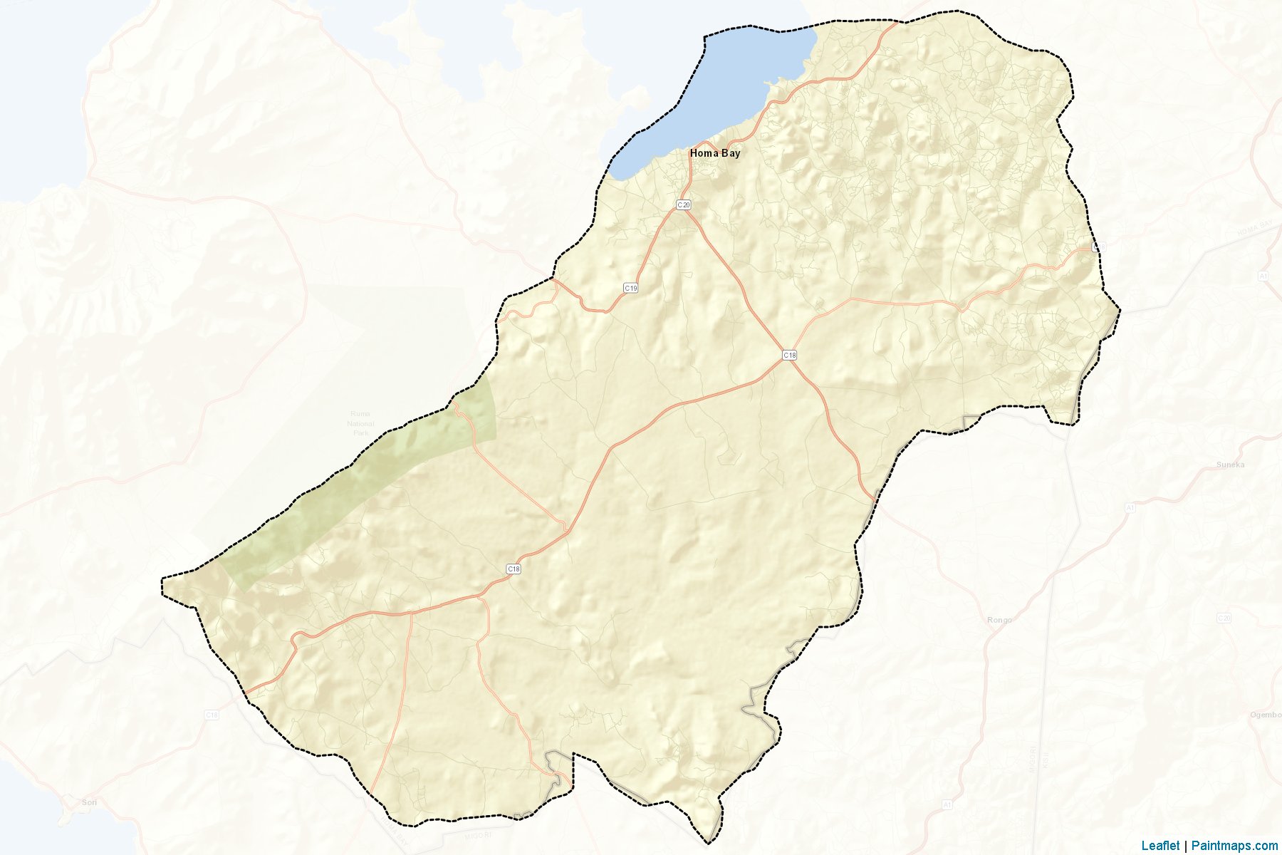 Muestras de recorte de mapas Homa Bay (Nyanza)-2