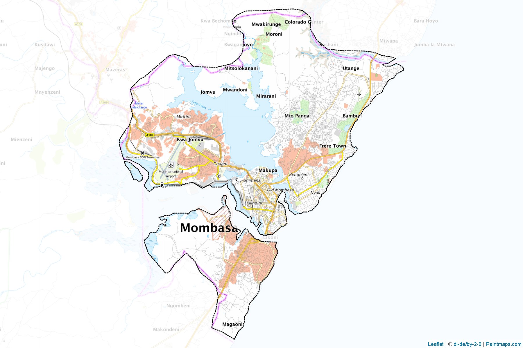 Muestras de recorte de mapas Mombasa (Coast)-1