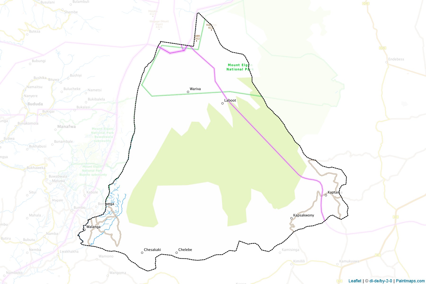 Muestras de recorte de mapas Mt Elgon (Western)-1