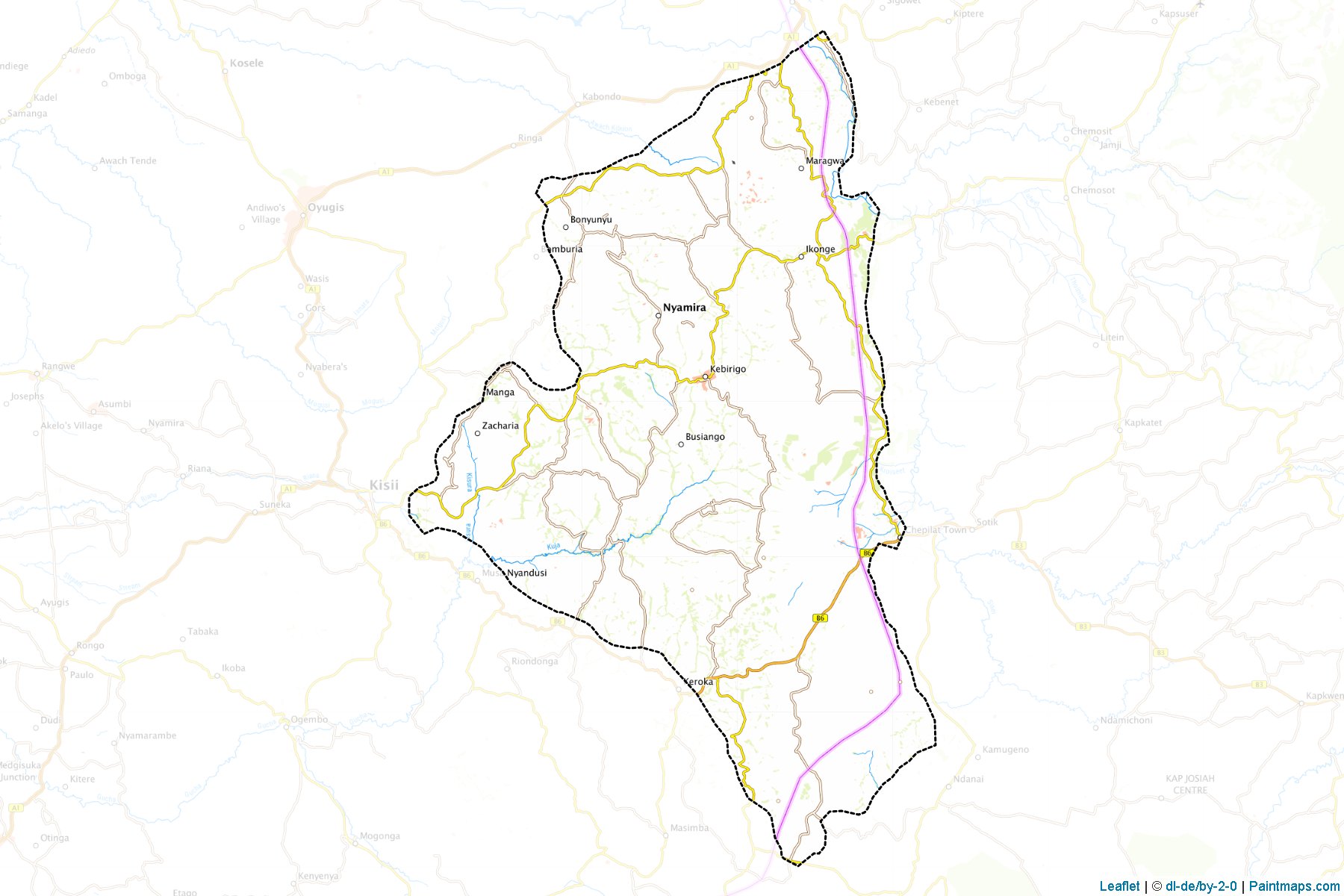 Muestras de recorte de mapas Nyamira (Nyanza)-1