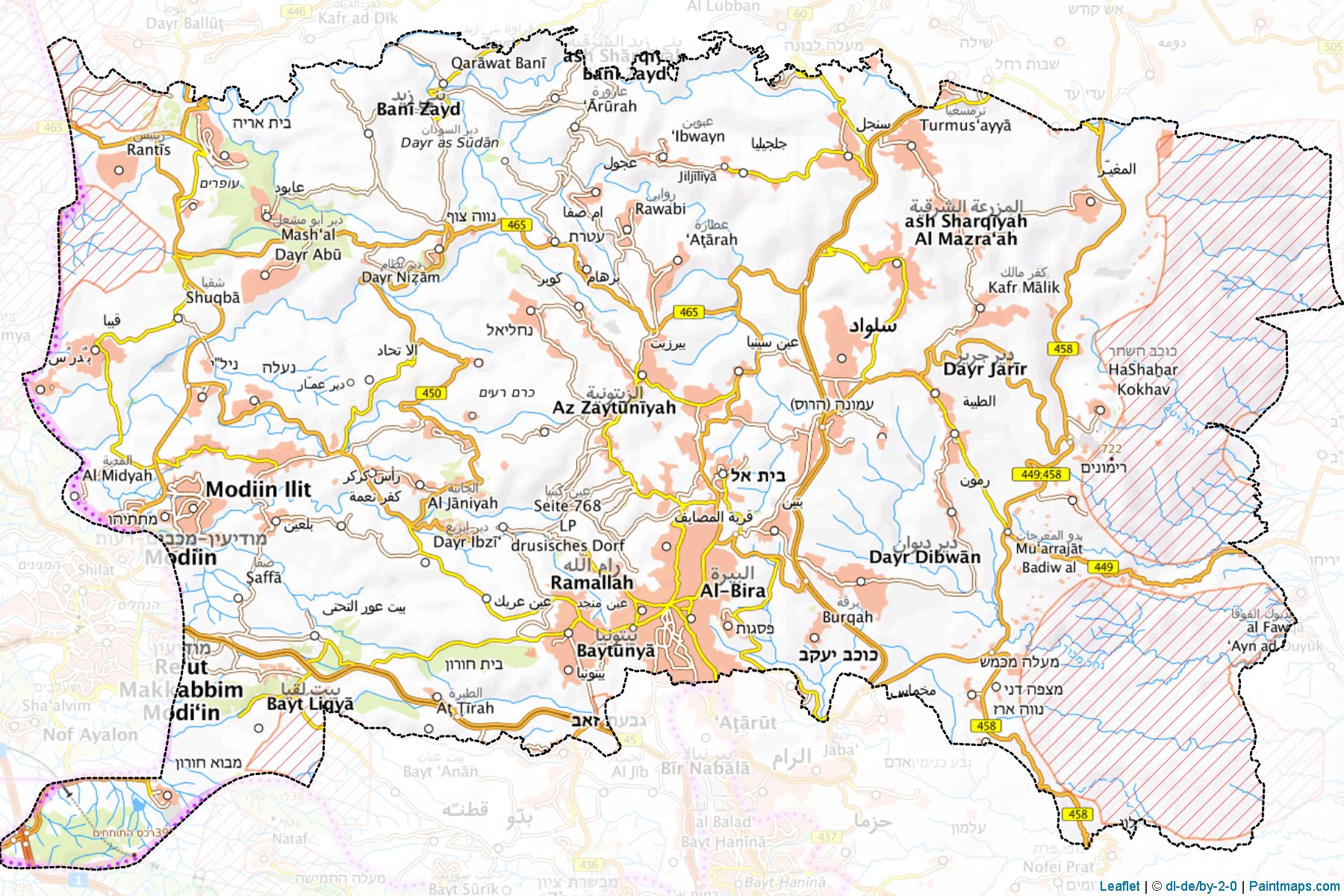 Muestras de recorte de mapas Ramallah (West Bank)-1