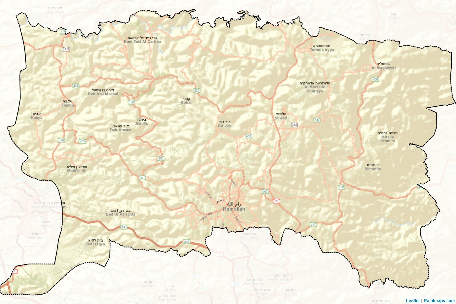 Muestras de recorte de mapas Ramallah (West Bank)-2