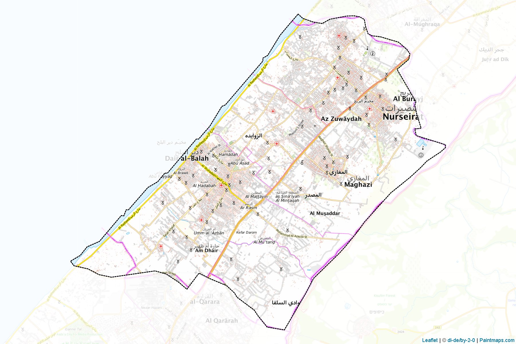 Muestras de recorte de mapas Deir Al-Balah (Gaza Strip)-1