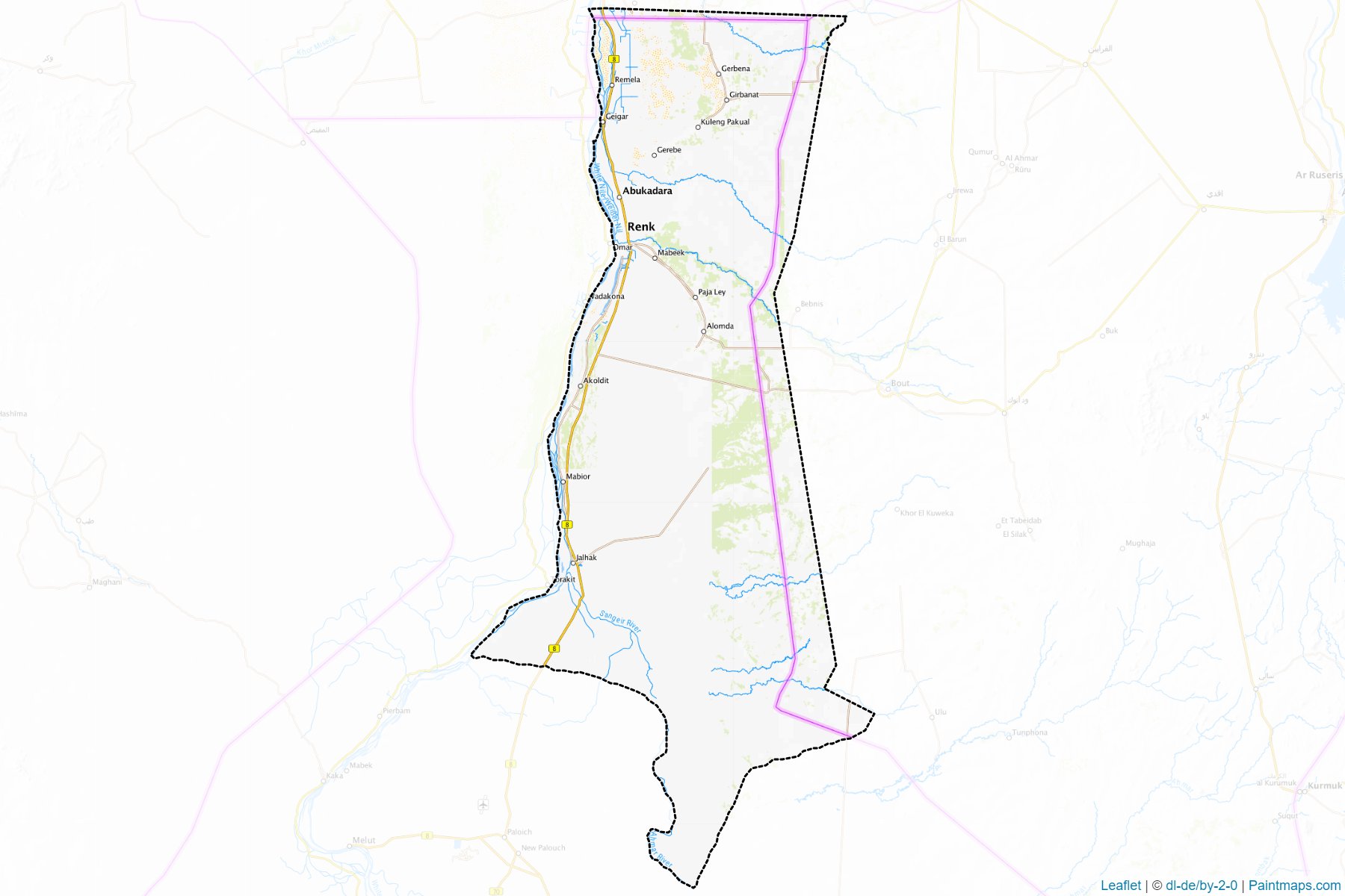 Muestras de recorte de mapas Renk (Upper Nile)-1