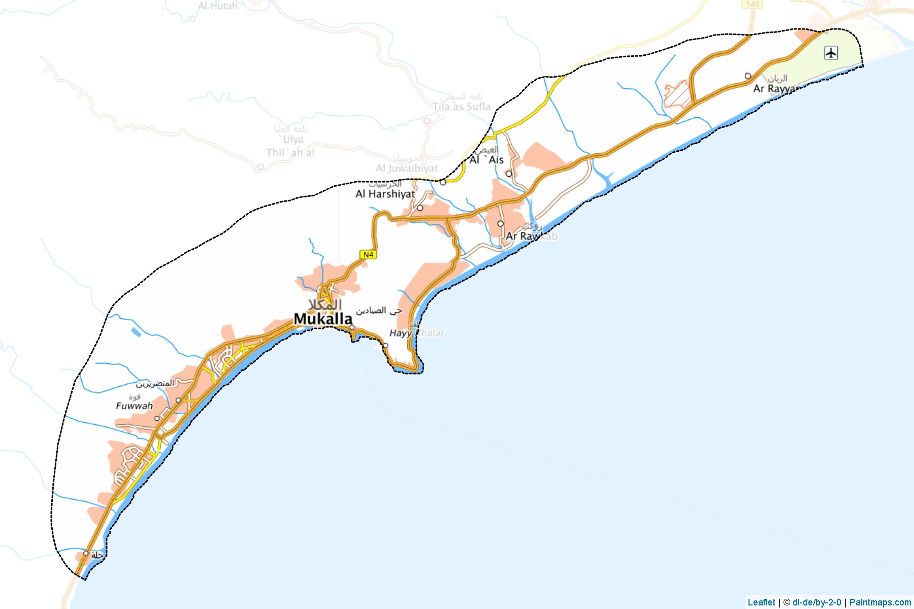 Muestras de recorte de mapas Al Mukalla City (Hadramawt)-1