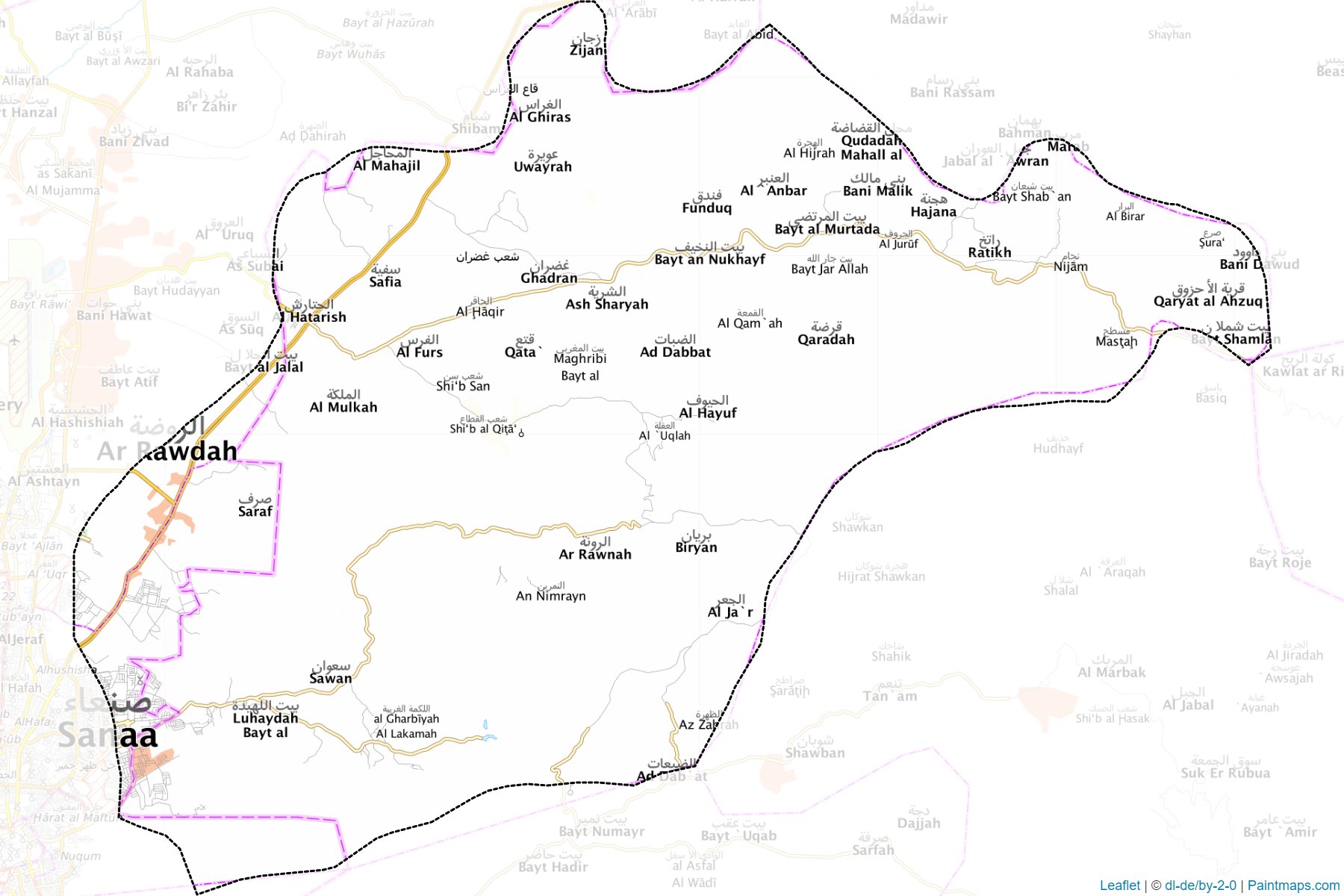 Muestras de recorte de mapas Bani Hushaysh (Sana'a)-1