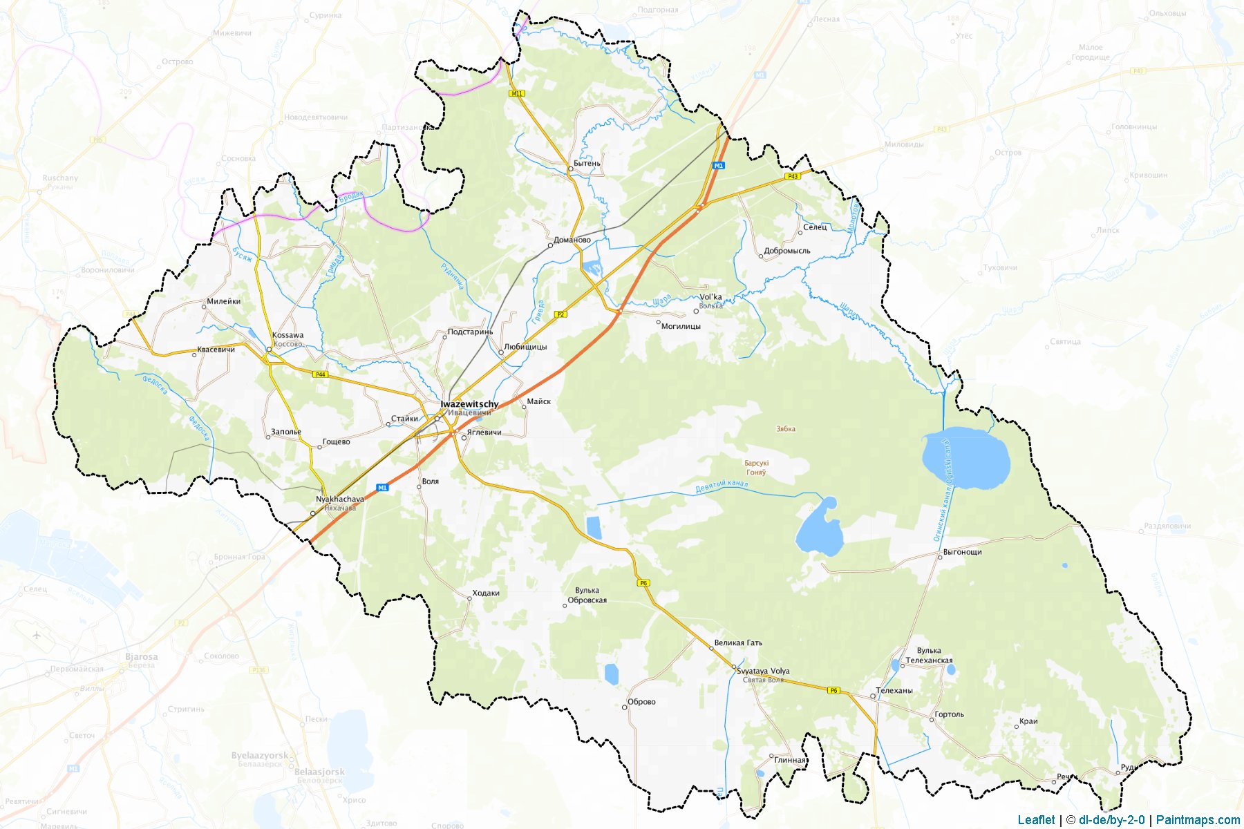 Muestras de recorte de mapas Ivatsevichy (Brest)-1