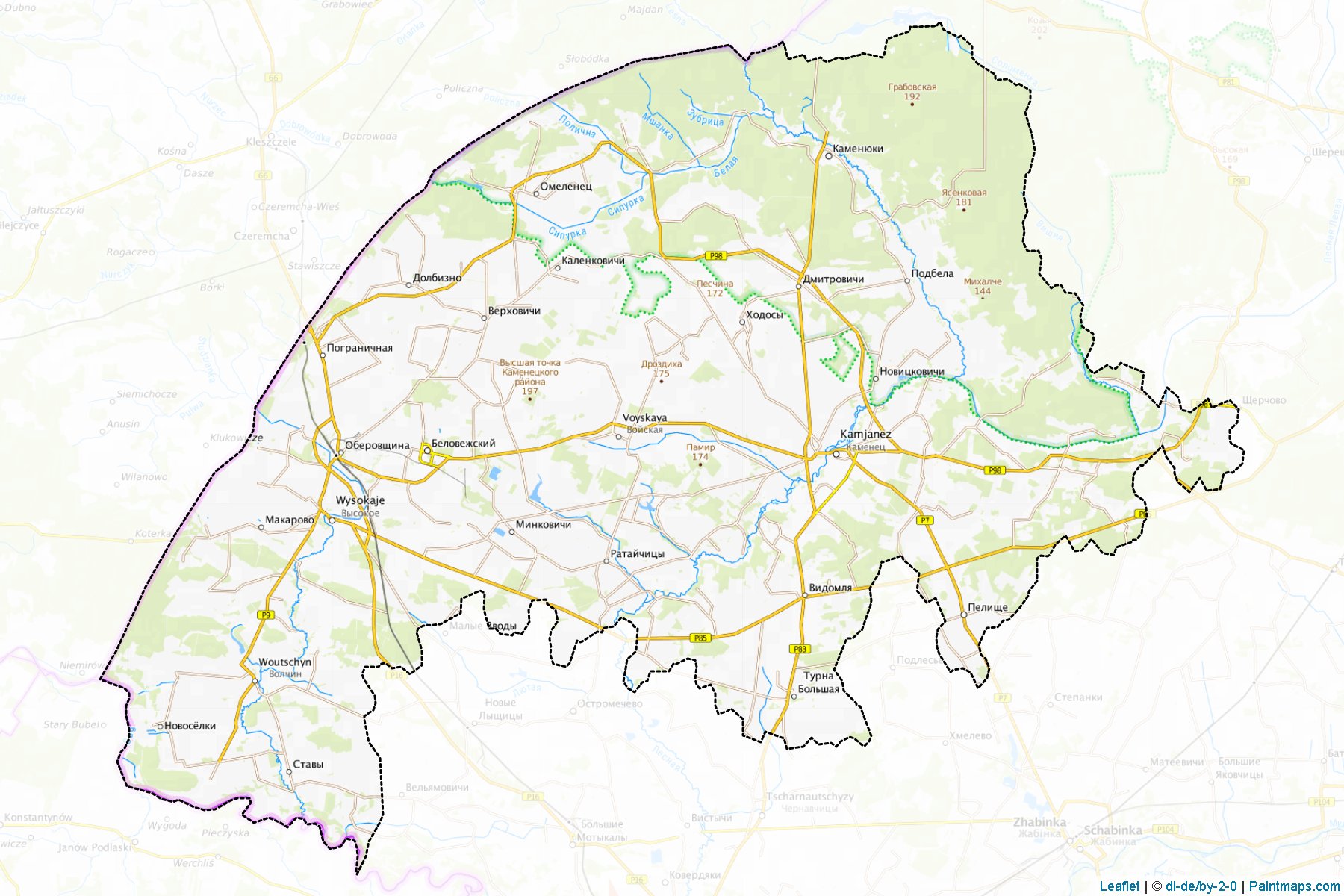 Muestras de recorte de mapas Kamyanyets (Brest)-1