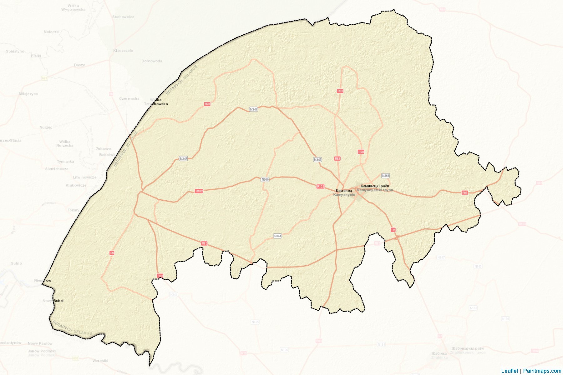 Muestras de recorte de mapas Kamyanyets (Brest)-2