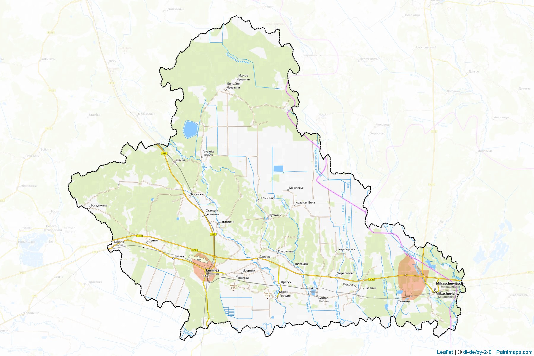 Muestras de recorte de mapas Luninets (Brest)-1