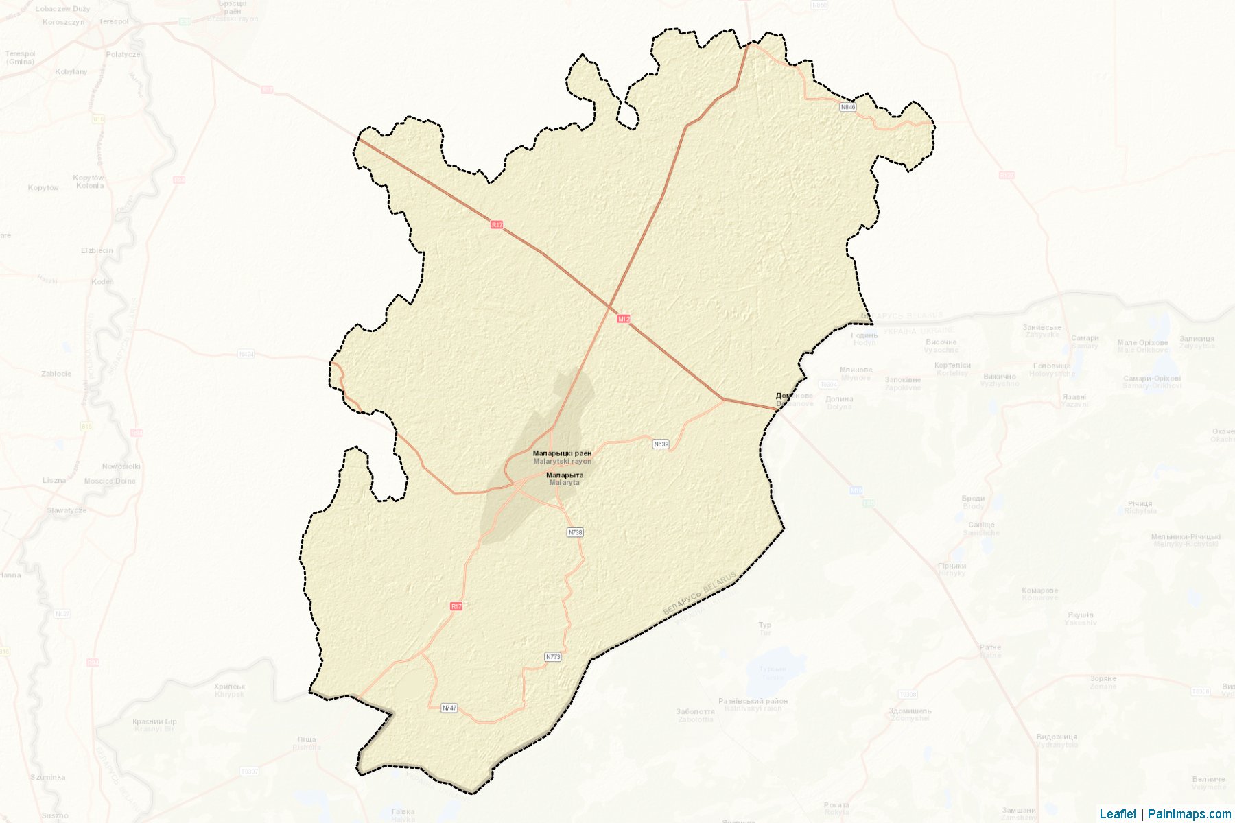 Muestras de recorte de mapas Malaryta (Brest)-2