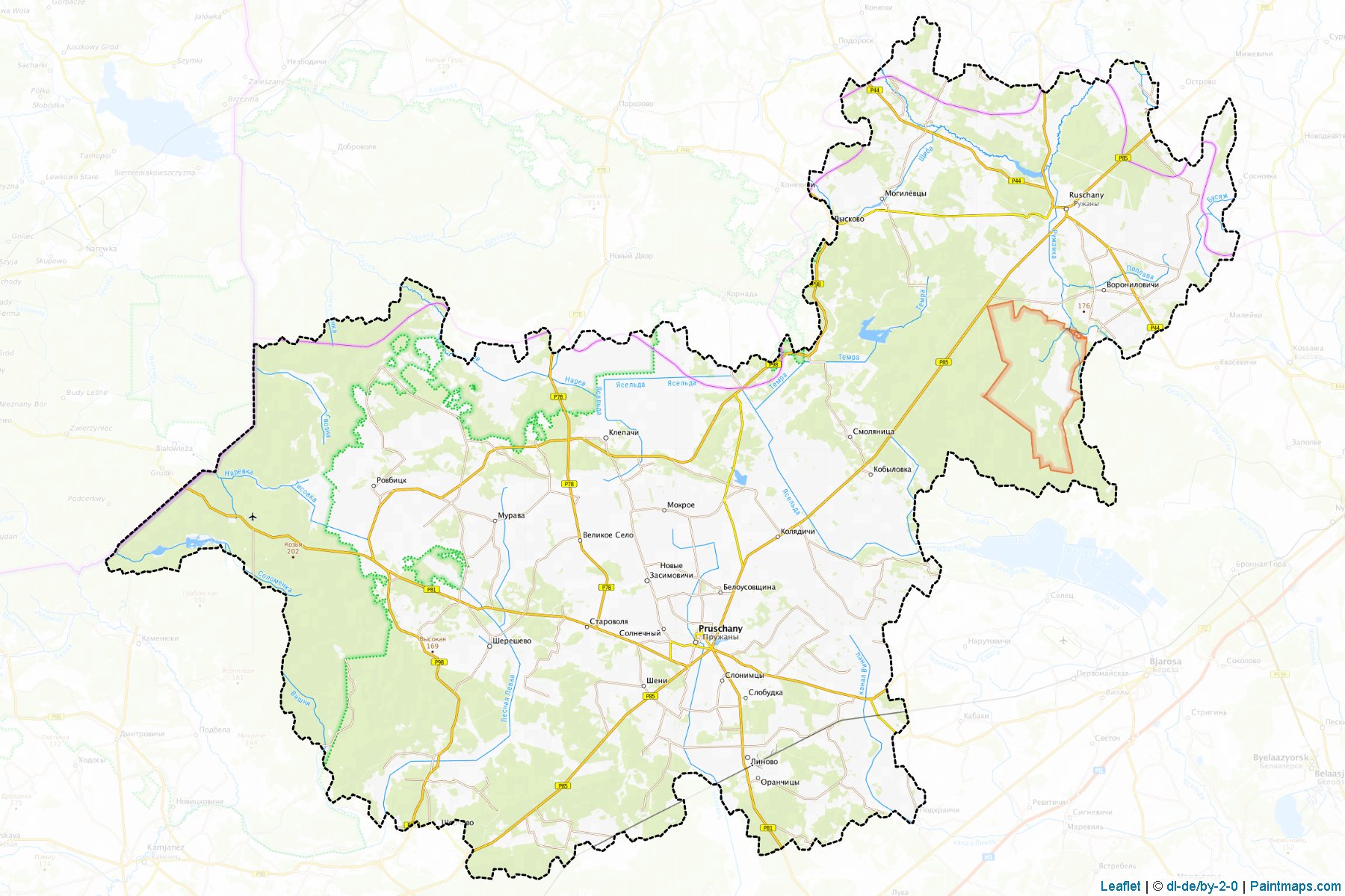 Pruzhany (Brestskaya Voblasts') Map Cropping Samples-1