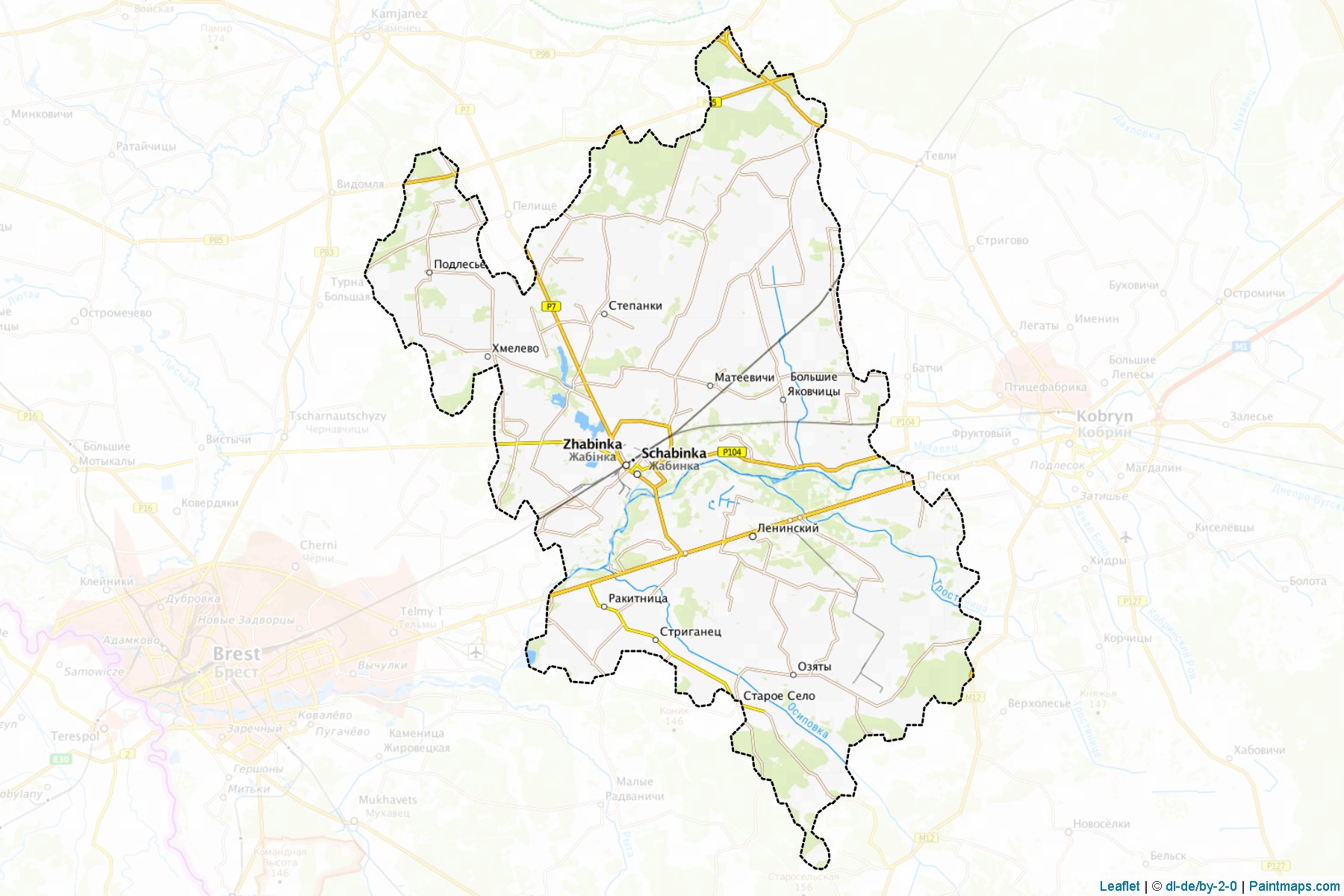 Muestras de recorte de mapas Zhabinka (Brest)-1