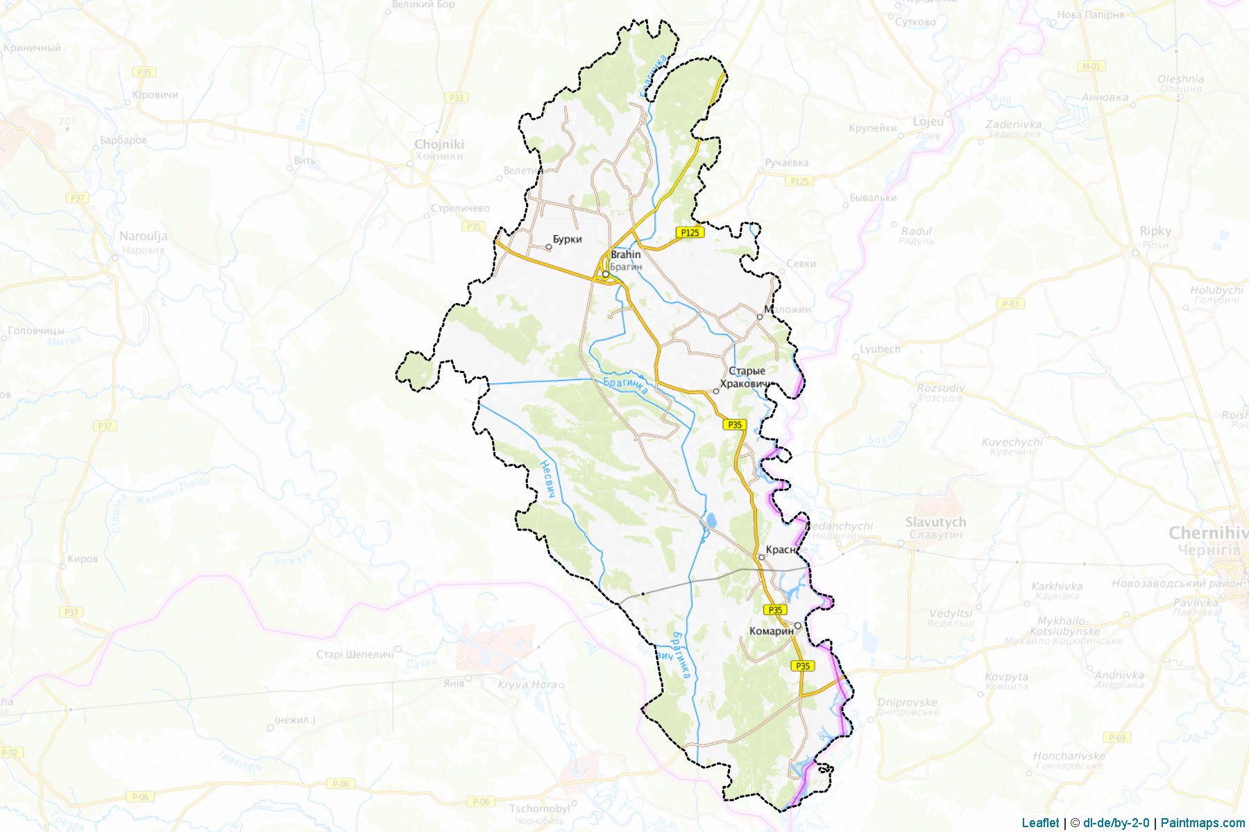 Muestras de recorte de mapas Brahin (Gomel)-1