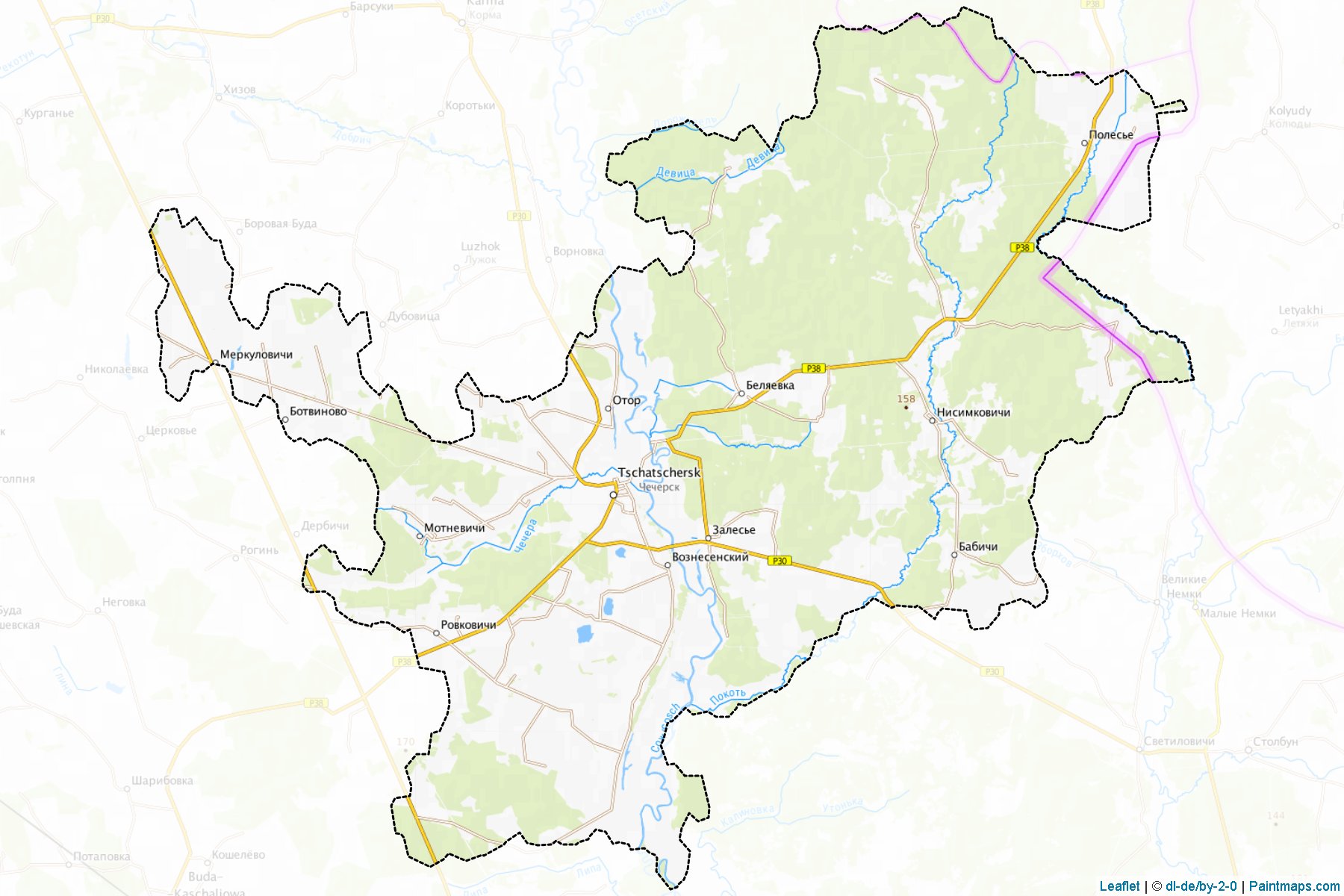 Muestras de recorte de mapas Chachersk (Gomel)-1