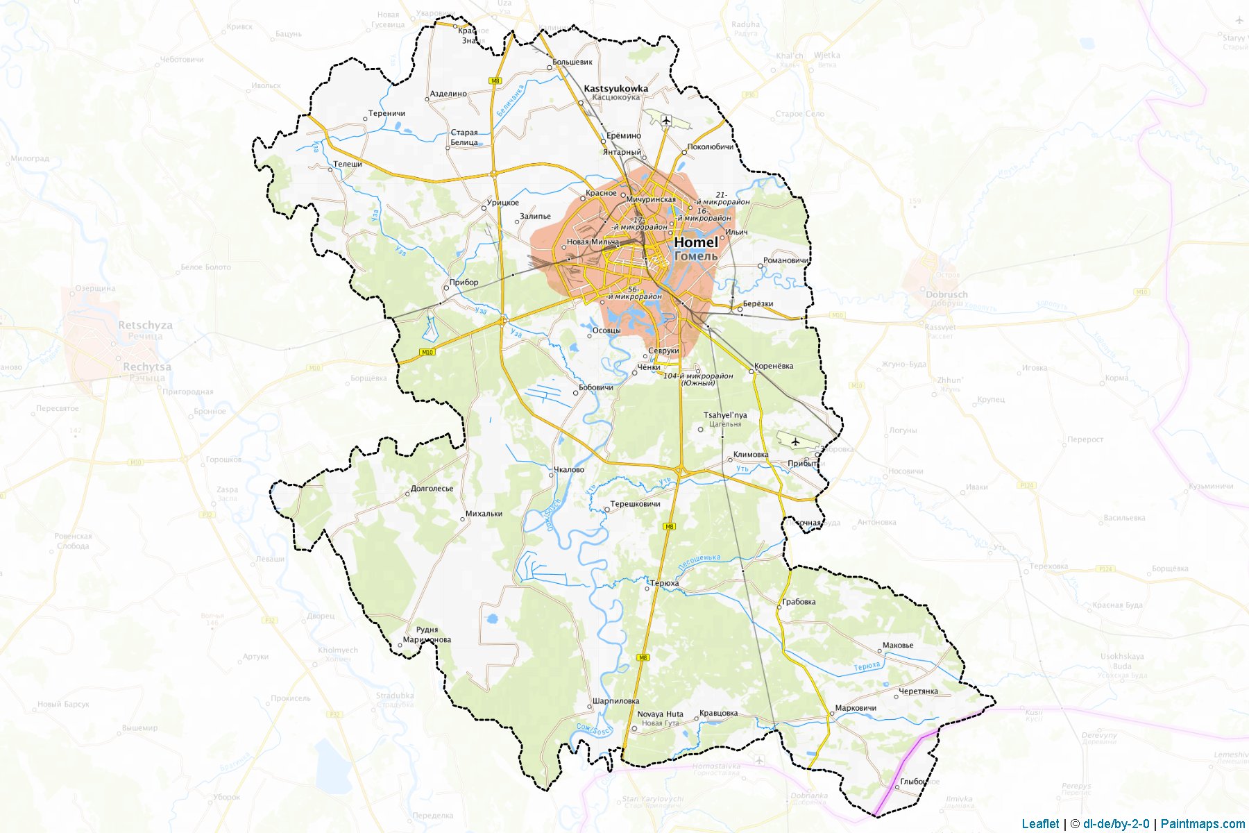 Muestras de recorte de mapas Homyel' (Gomel)-1