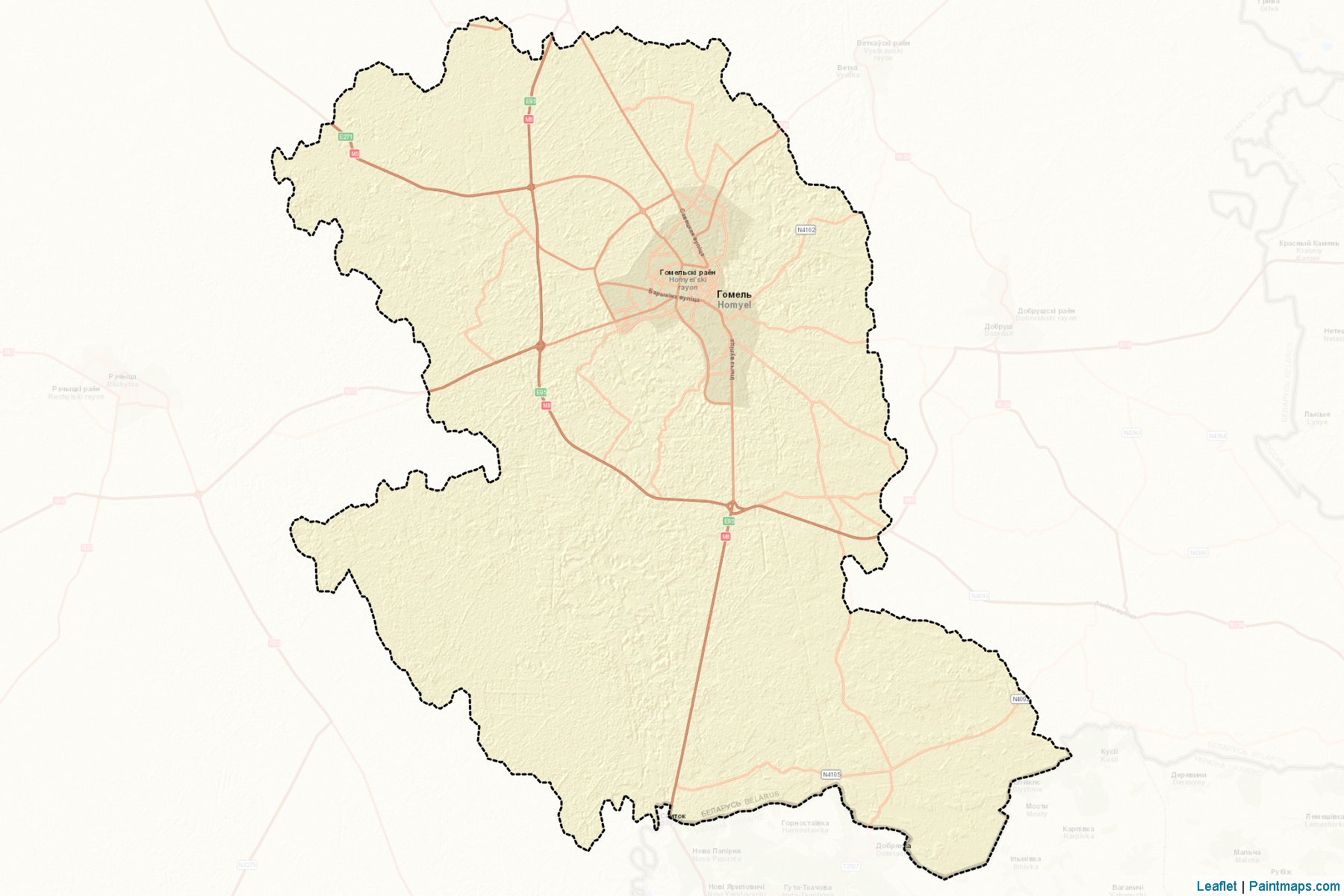 Muestras de recorte de mapas Homyel' (Gomel)-2