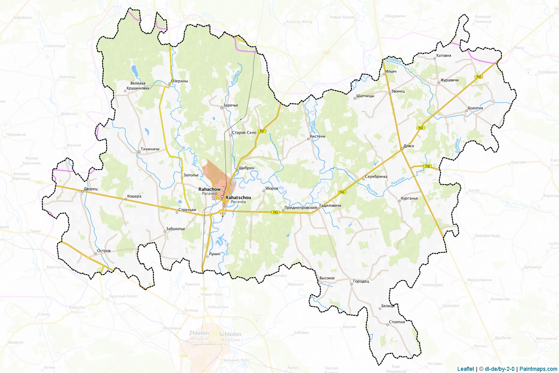 Muestras de recorte de mapas Rahachow (Gomel)-1