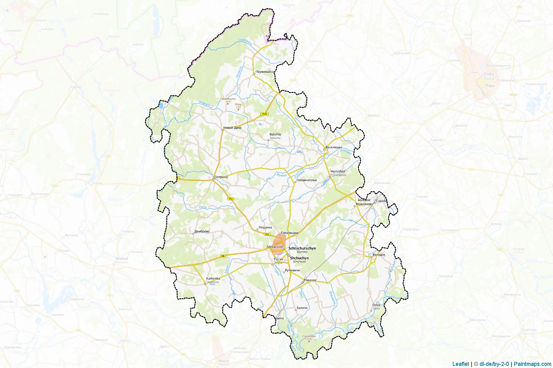 Muestras de recorte de mapas Shchuchyn (Grodno)-1