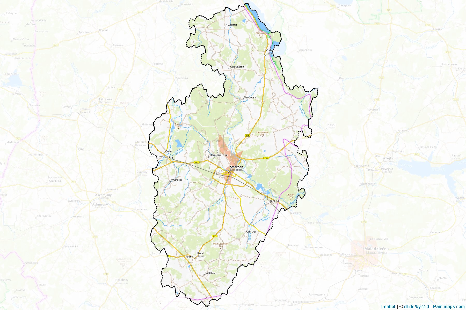 Smarhon' (Haradzyenskaya Voblasts') Map Cropping Samples-1