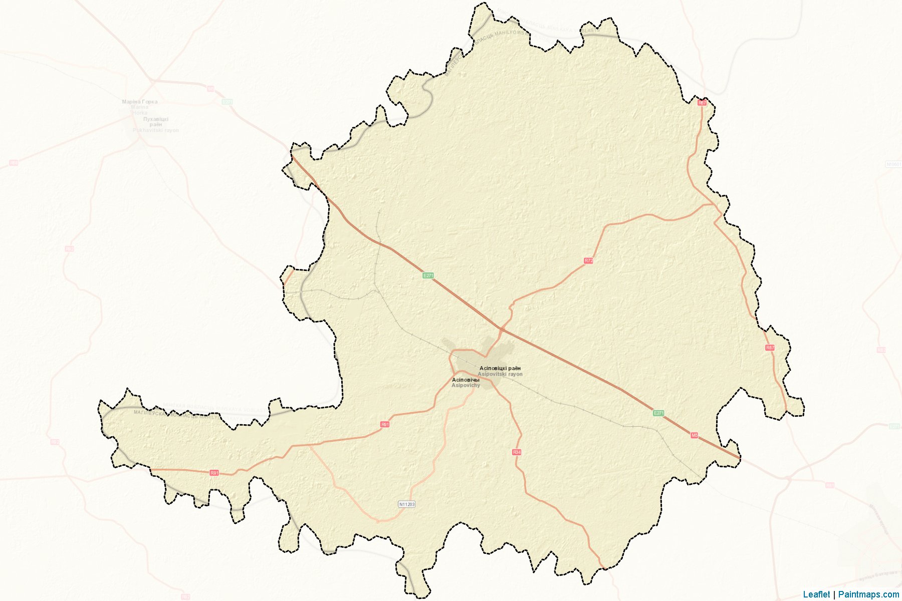 Muestras de recorte de mapas Asipovichy (Mogilev)-2