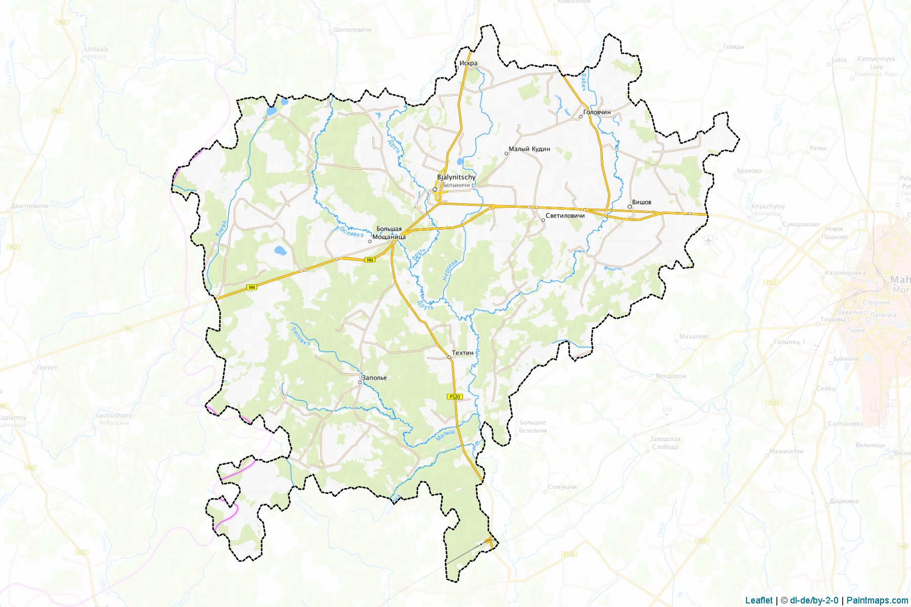 Muestras de recorte de mapas Byalynichy (Mogilev)-1