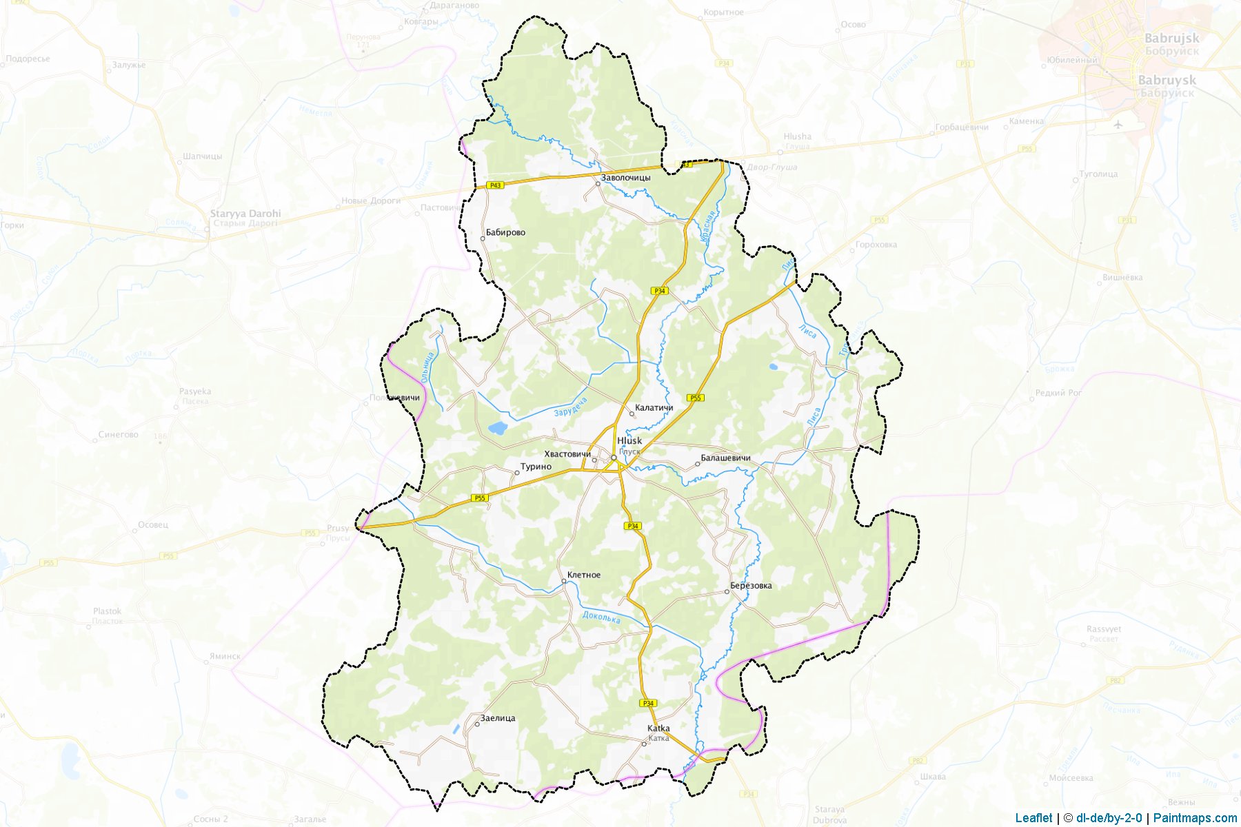 Muestras de recorte de mapas Hlusk (Mogilev)-1