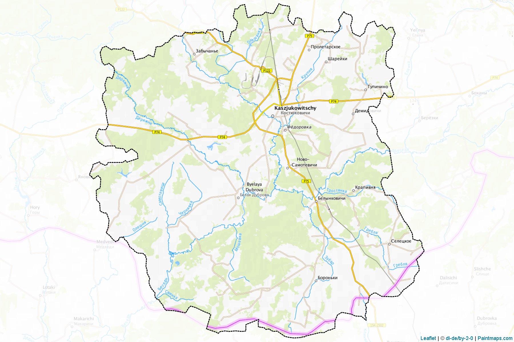 Muestras de recorte de mapas Kas'tsyukovichy (Mogilev)-1