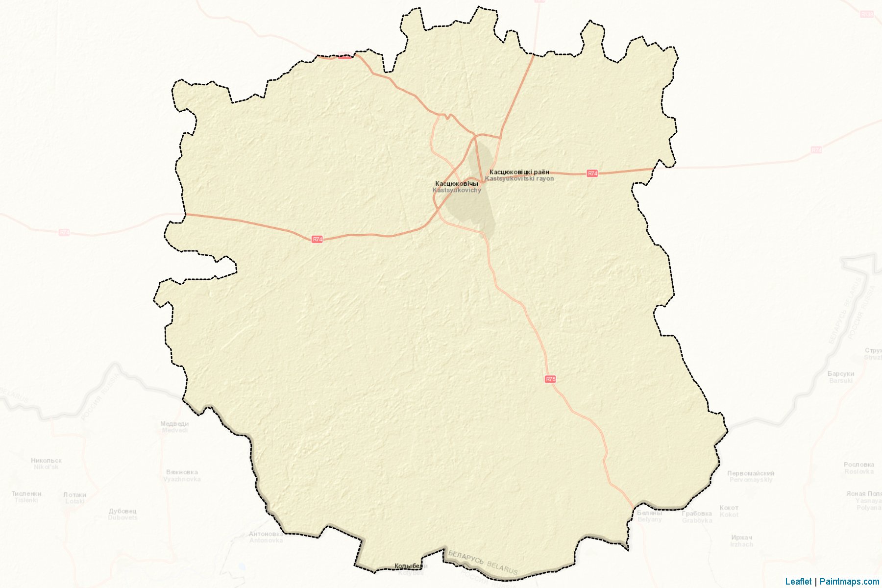 Muestras de recorte de mapas Kas'tsyukovichy (Mogilev)-2