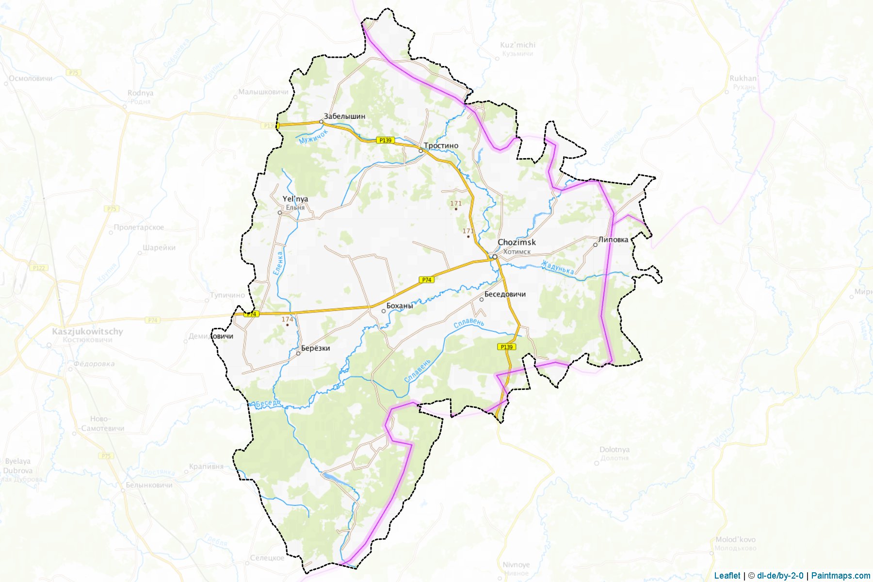 Khotsimsk (Mahilyowskaya Voblasts') Map Cropping Samples-1