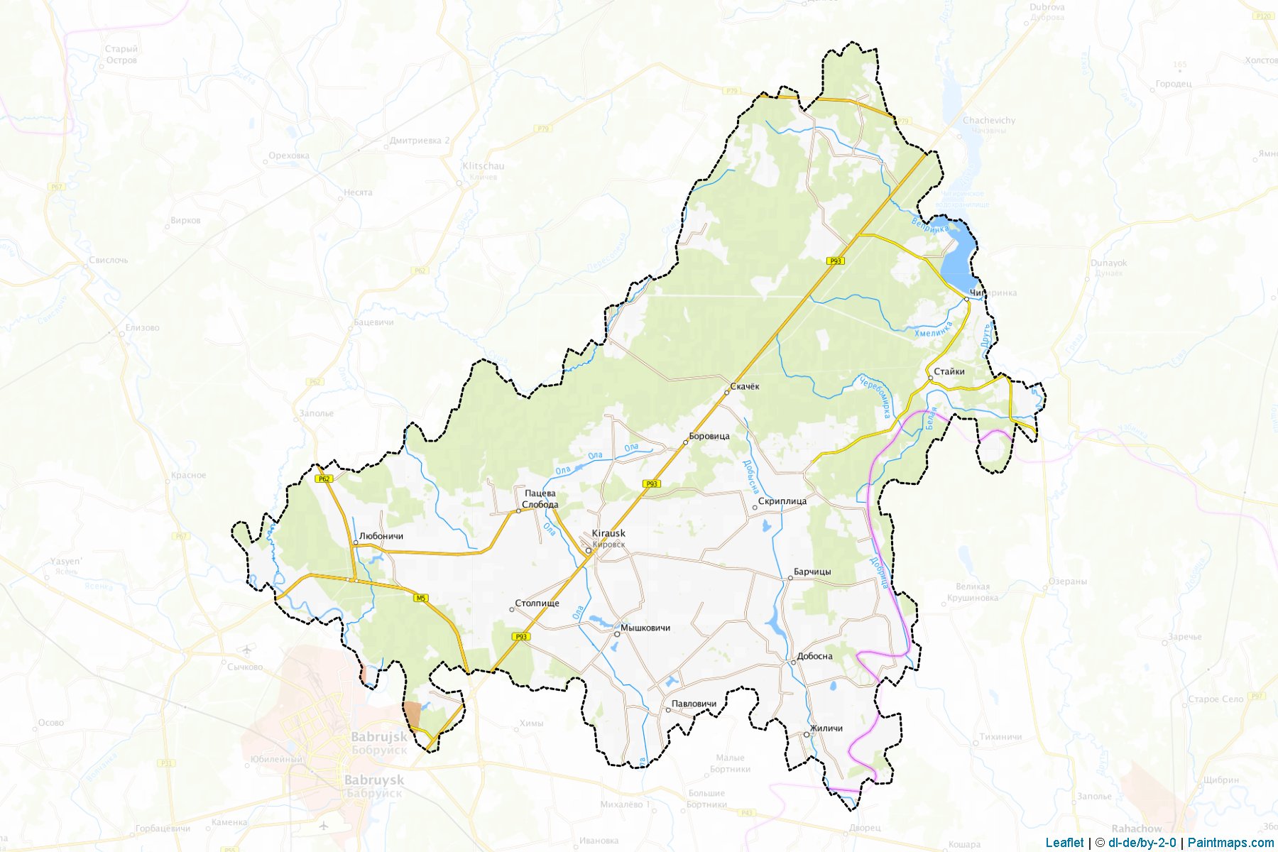 Muestras de recorte de mapas Kirawsk (Mogilev)-1