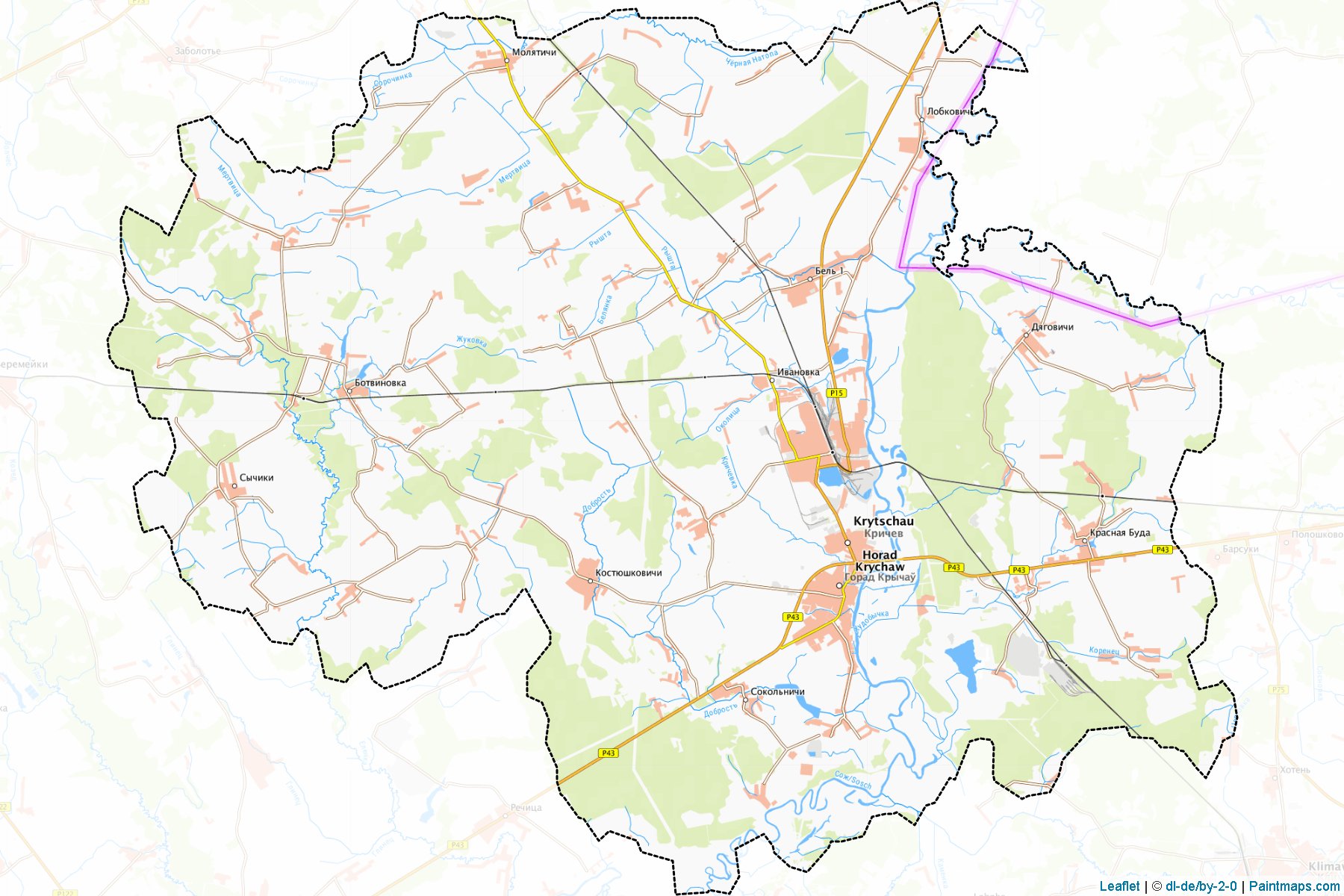 Muestras de recorte de mapas Krychaw (Mogilev)-1