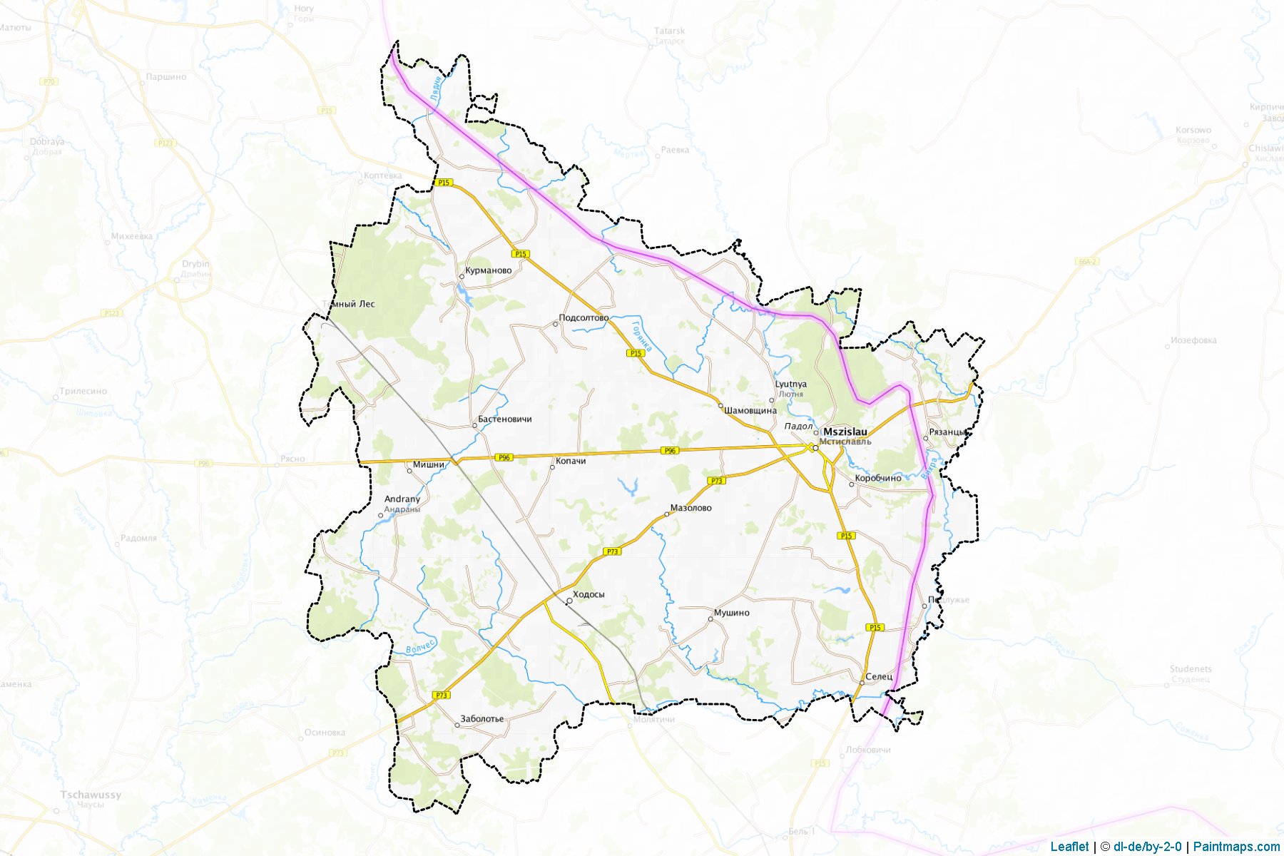 Muestras de recorte de mapas Ms'tsislaw (Mogilev)-1