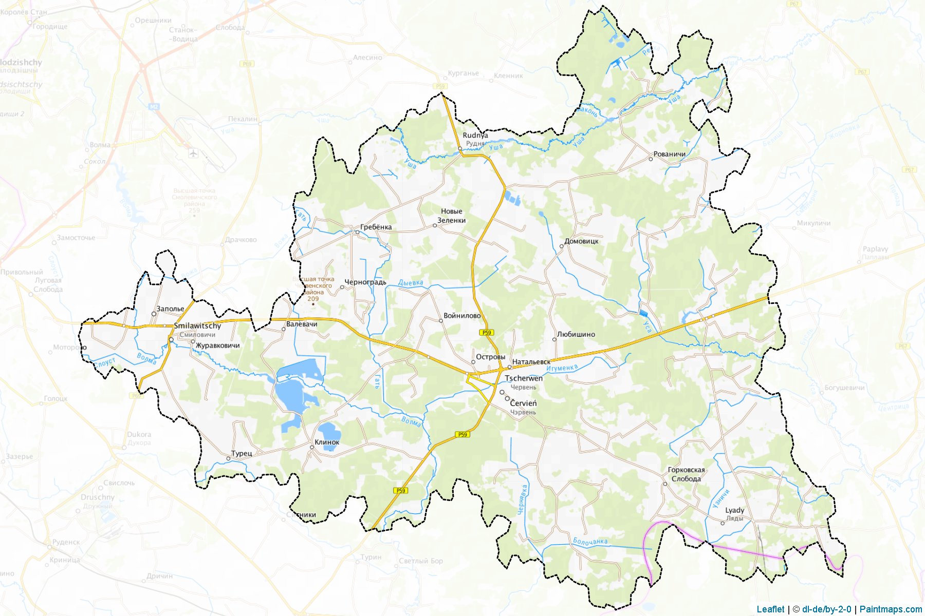 Chervyen' (Minskaya Voblasts') Map Cropping Samples-1