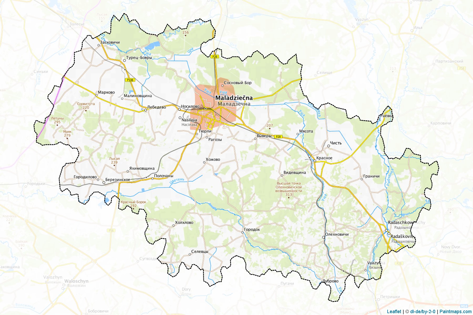 Muestras de recorte de mapas Maladechna (Minsk)-1