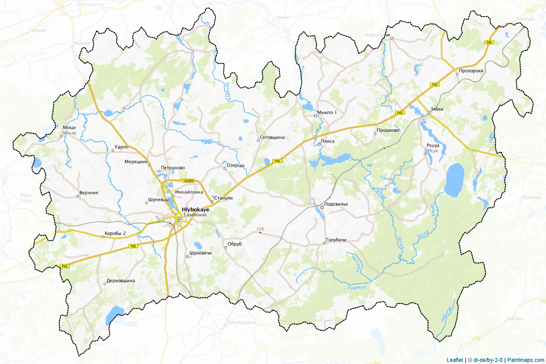 Muestras de recorte de mapas Hlybokaye (Vitebsk)-1