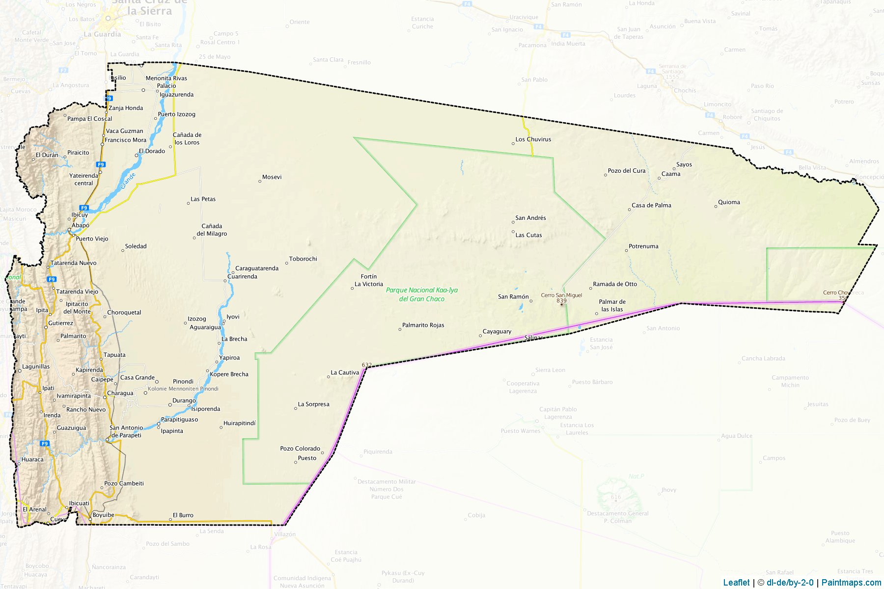 Muestras de recorte de mapas Cordillera (Santa Cruz)-1