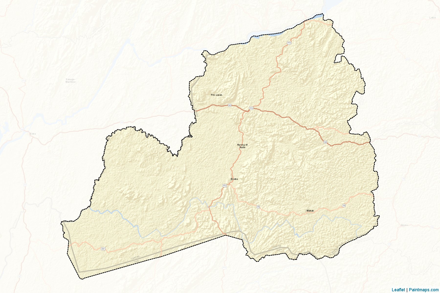 Muestras de recorte de mapas Nyong et kelle (Centre)-2