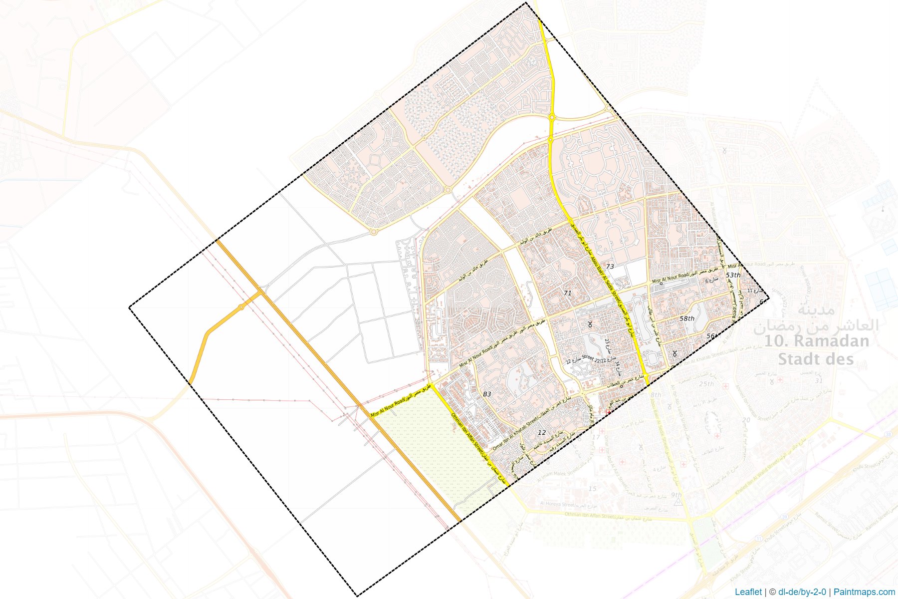 Muestras de recorte de mapas 10th Ramadan City (Ash Sharqiyah)-1