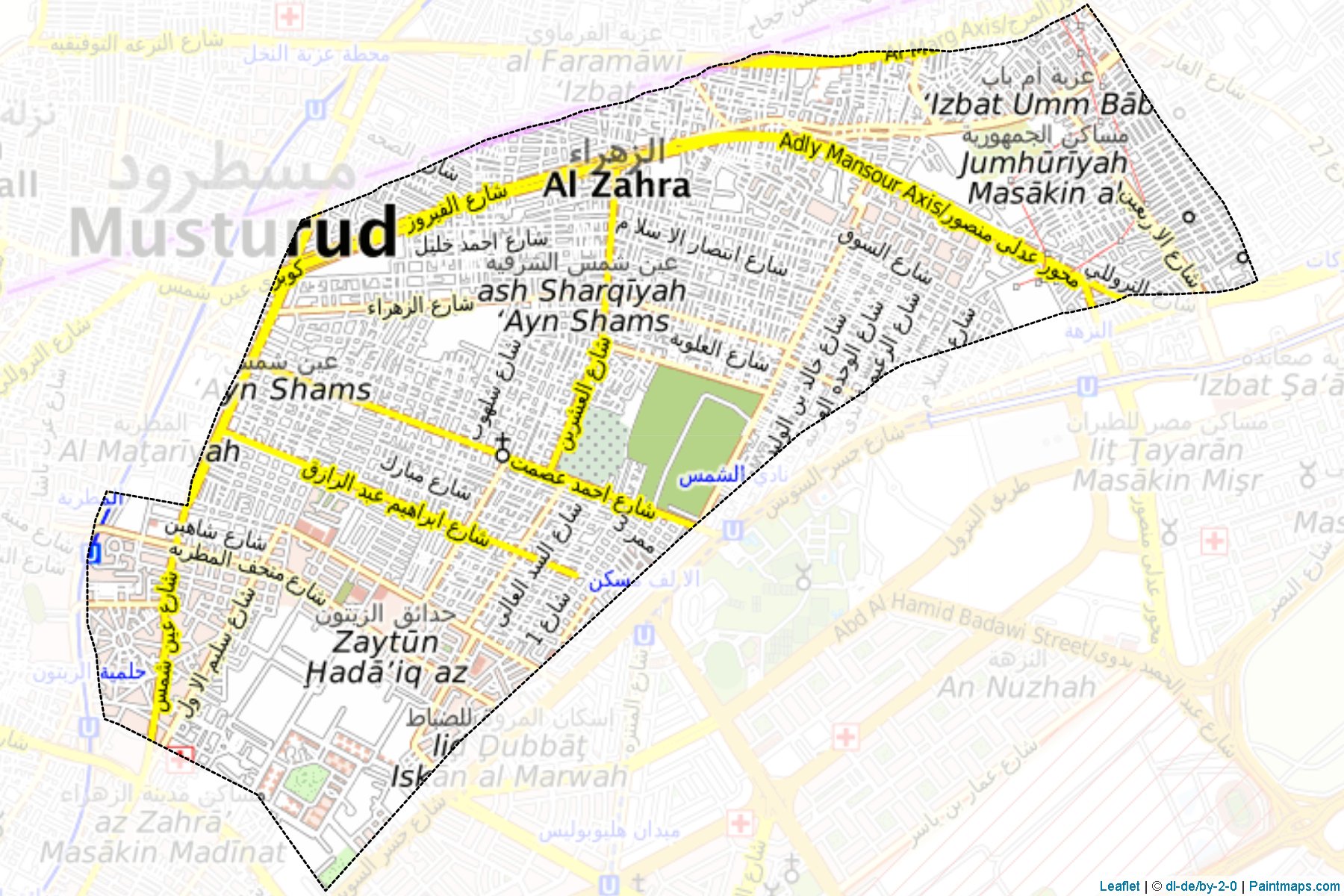 Muestras de recorte de mapas Ain Shams (Al Qahirah)-1