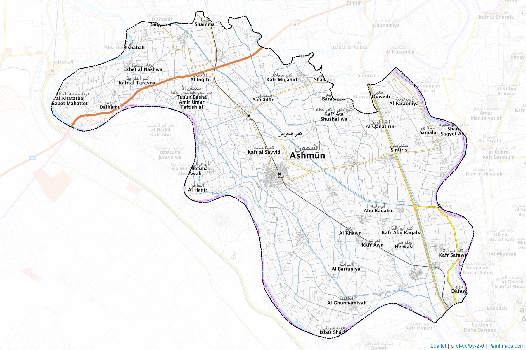 Muestras de recorte de mapas Ashmoon (Al Minufiyah)-1